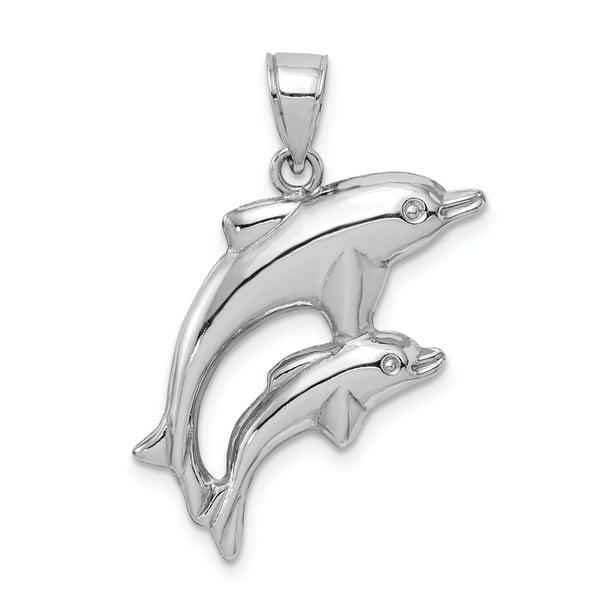 24mm x 24mm Solid 925 Sterling Silver Dolphins Pendant Charm 